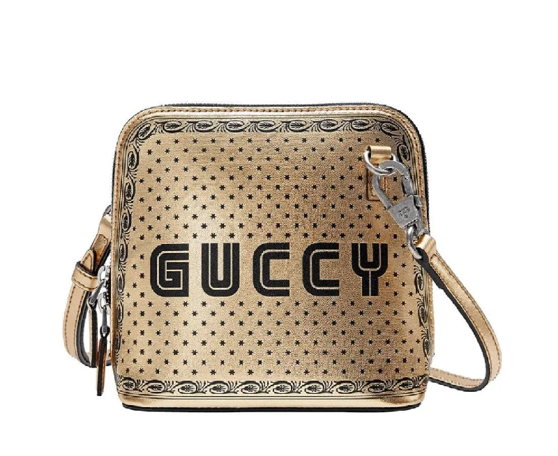 Gucci Women's Gold Guccy Sega Script Dome Mini Crossbody Bag 511189 8275