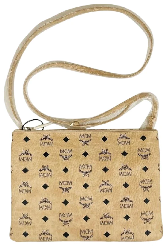 MCM Women's Beige Visetos Coated Canvas Crossbody Pouch Bag MYZCATA08IG001