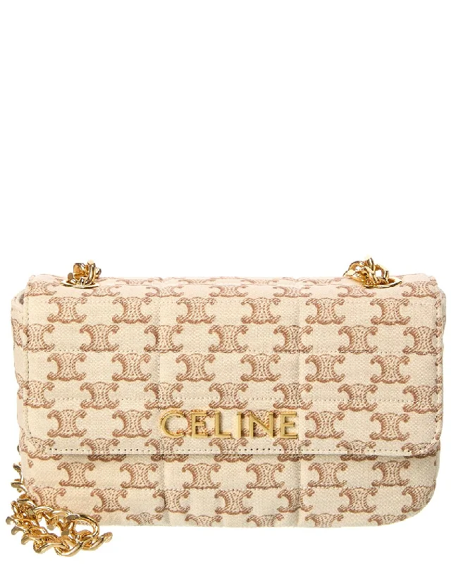 Celine Monochrome Quilted Triomphe Canvas Shoulder Bag