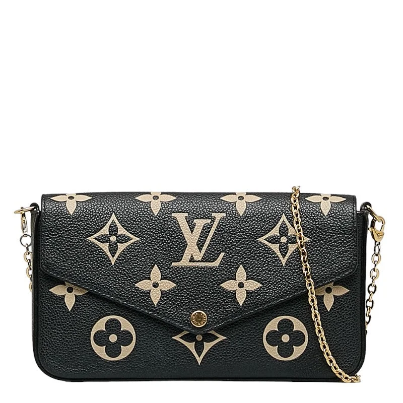 Louis Vuitton Monogram Emplant Poschet Felice Chain Shoulder Bag M80482 Black Beige Leather  Louis Vuitton