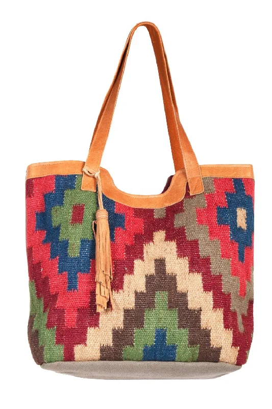 Scully Womens Southwest Blanket Multi-Color Wool Blend Shoulder Tote Bag