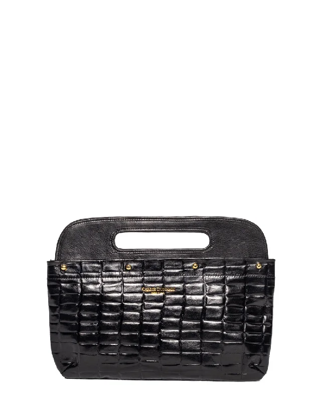 Black Shiny Embossed Croc Clutch Cover