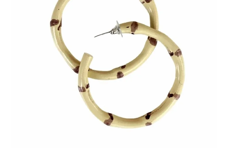 Women's Bamboo Cream Hoops In Beige