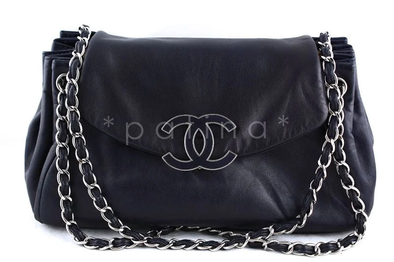 Chanel 13in. Jumbo Maxi Navy Large Sensual Collection Accordion Flap Bag