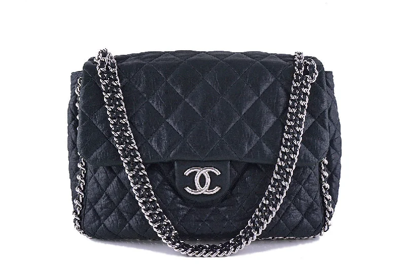 Chanel Black Chain Around Maxi Luxe Flap Bag