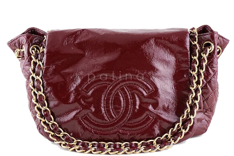 Chanel Bourdeaux Jumbo Patent Rock & Chain Flap Bag