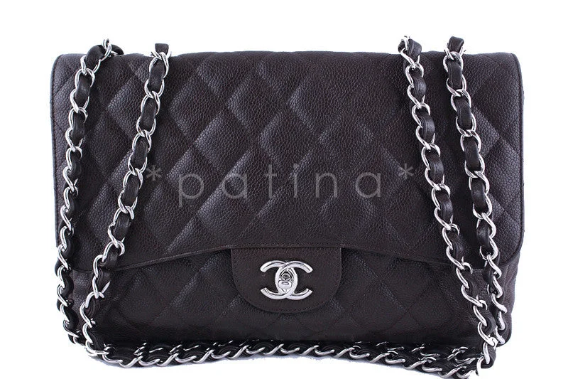 Chanel Dark Brown Caviar Jumbo 2.55 Classic Double Flap Bag