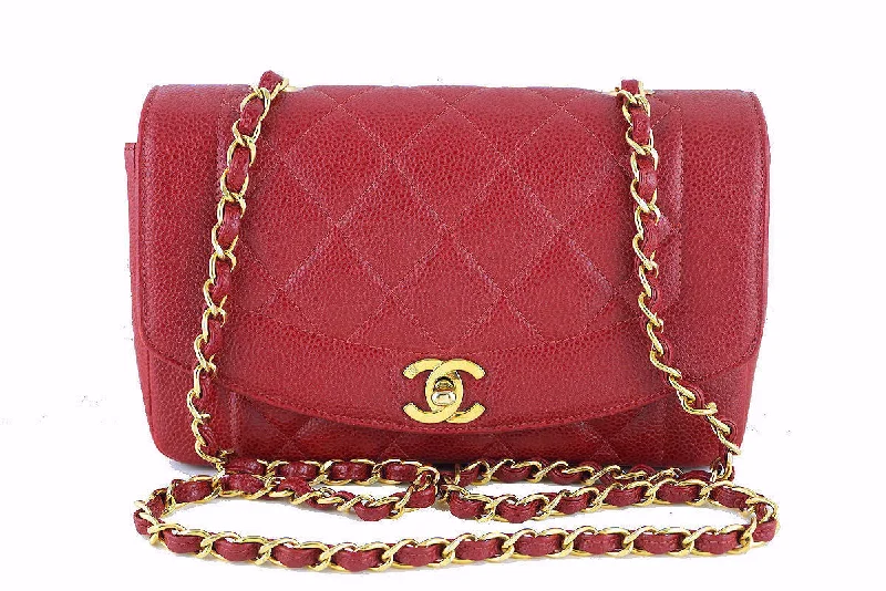 Chanel Red Caviar Vintage Quilted Classic "Diana" Flap Bag