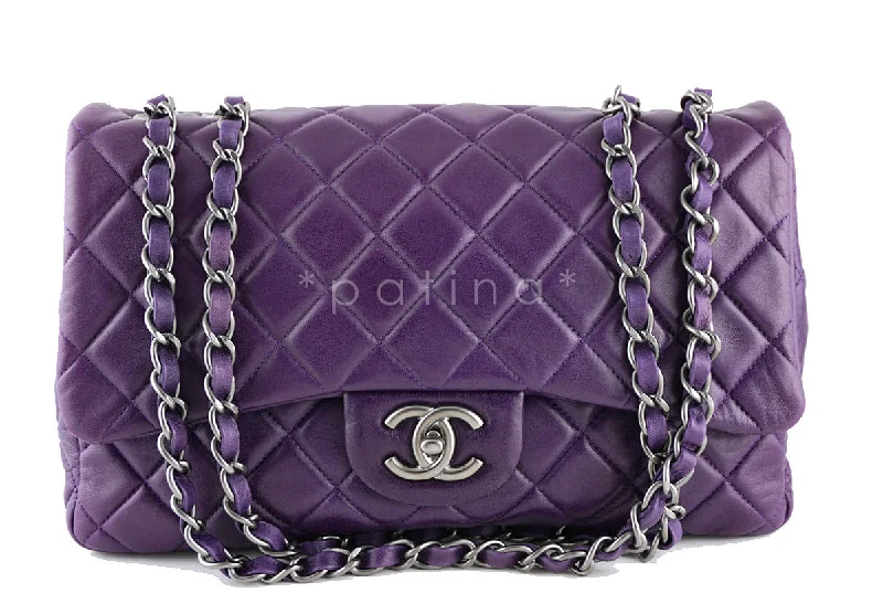 Chanel Violet Purple Lambskin Jumbo 2.55 Classic Flap Bag