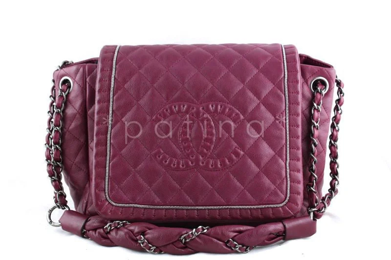 Chanel Dark Pink Istanbul Braided Chain Jumbo Flap Bag