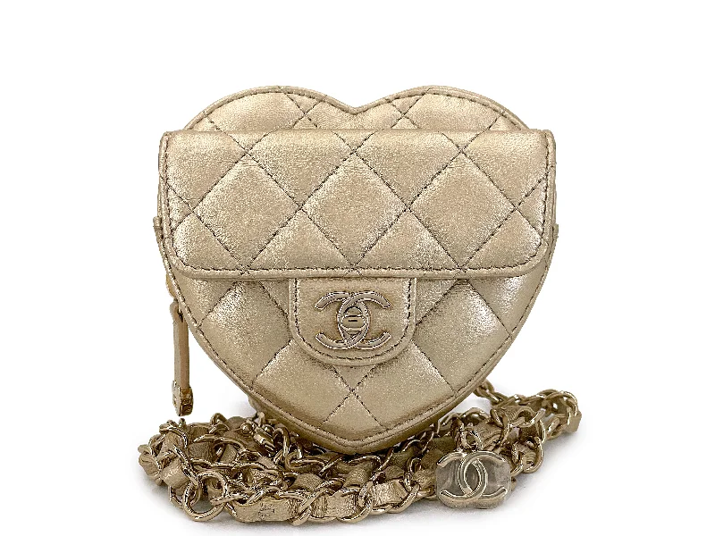 Pristine Chanel CC In Love Gold Heart Belt Bag GHW 5U0