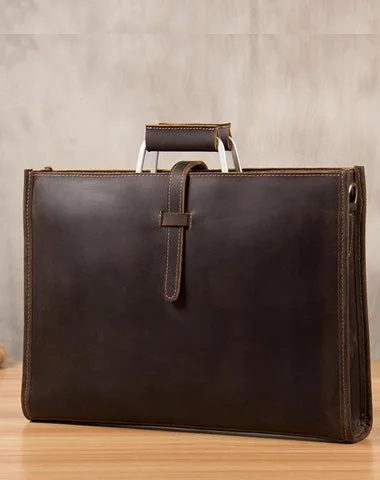 Vintage Leather Mens Coffee Briefcase Shoulder Bags Work Bag Laptop Bag for Men