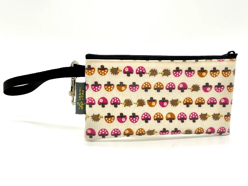 Small Wristlet in Mushroom and Hedgehog