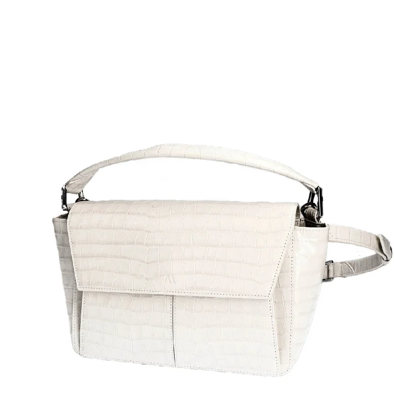 Ikon Croco Stone White Shoulder Bag