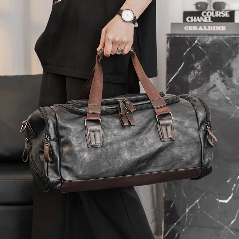 Large-capacity Top-Handle PU Leather Shoulder Bag + Soft.