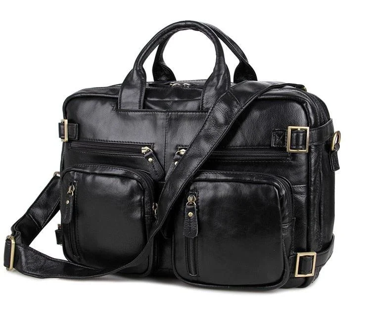 Modern Professional Genuine Leather Black Briefcase