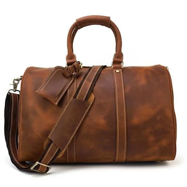 Travel Carryon Luggage Bags Genuine Leather Duffel Bag